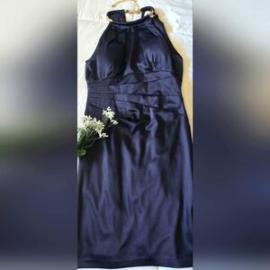 Blue Sleeveless Pleated Sheath Dress Size 8